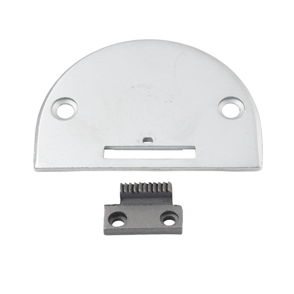 Hginne3 1set Metal Feed Dog & Needle Plates Foot 12438+12436 Silver For FEIYUE For GEMSY For JANOME For JUKI For MITSUBISHI For NECCHI For RELIABLE Sewing Machine