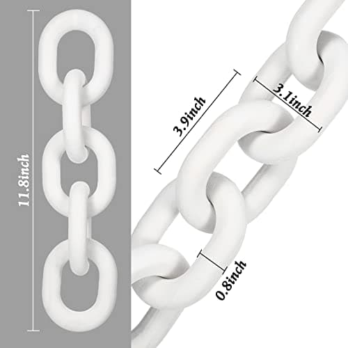 Queekay Decorative Wood Chain Link Decor Rustic 5 Link Wooden Chain Decor Ornament Farmhouse Home Decoration Hand Carved Wooden Crafts Ornaments for Valentines Coffee Table(White)