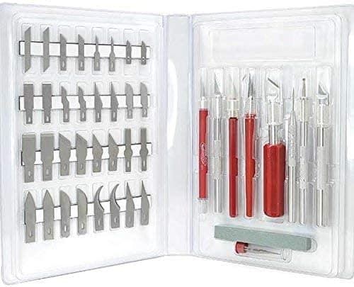 Super Deluxe Precision Craft Knife Bulk Set – Hobby Knife Set with 46 Sharp Blades, Precision Cutting Tools, and Craft Knife – Made in the USA