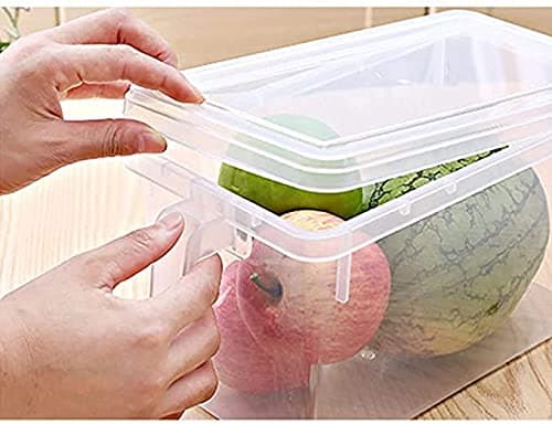 4 Pack Plastic Food Storage Bins with Lids for Fridge Produce Saver Containers for Refrigerator Organization Stackable Freezer Organizer Fresh Keeper Container(Clear)