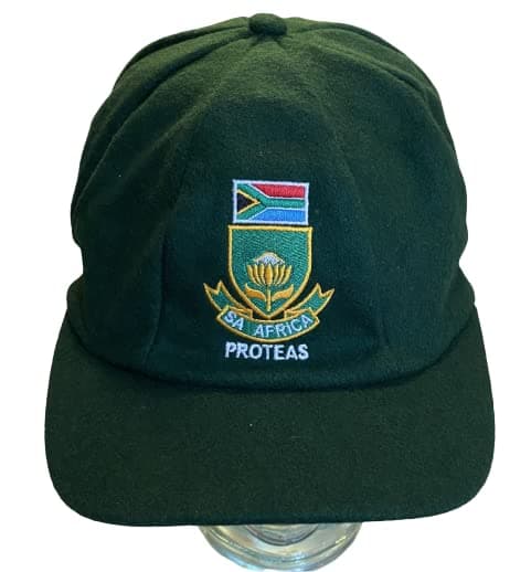 Classical Mens Melton Wool Cricket Cap New South Africa Test Logo Green 58-62CM