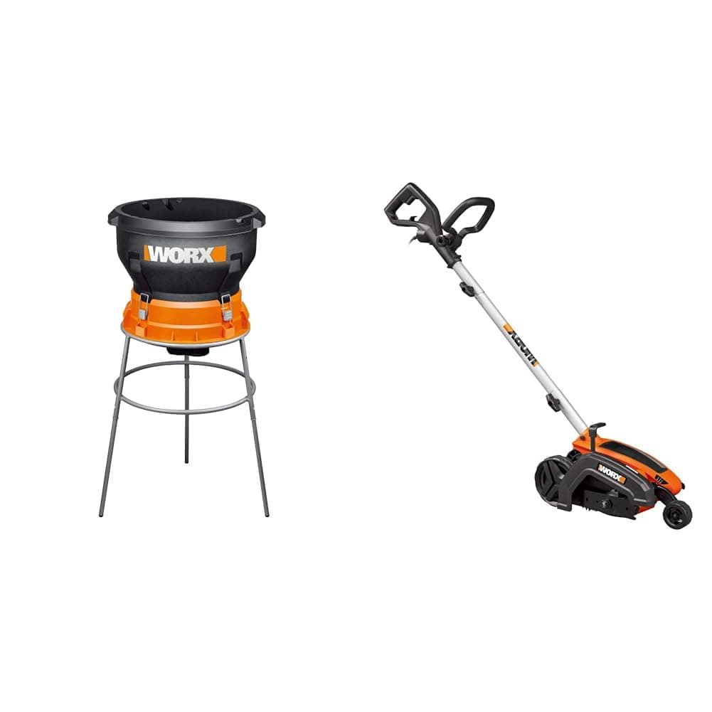 Worx 13 Amp Electric Leaf Mulcher and 12 Amp 7.5" Electric Lawn Edger Grass Trencher Tool Bundle