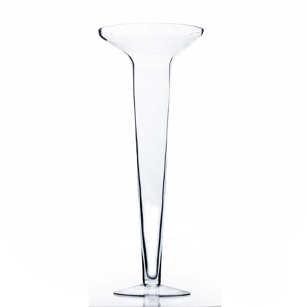 WGV Clear Trumpet Glass Vase, Open 10", Height 25.5", Tapered Flared Floral Container, Wedding Event Centerpiece, Home Office Decor, 1 Piece