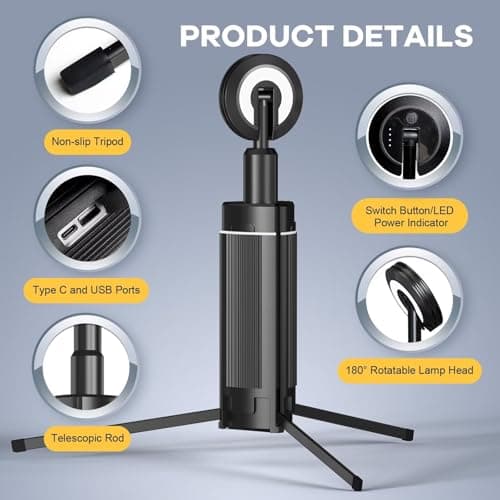 Camping Light 1PCS, Camping Lantern Rechargeable, Led Work Light with Stand Battery Powered 10800mah, Portable Camping Lamp and Flashlight, Camping Lights for Hiking, Camping, Fishing