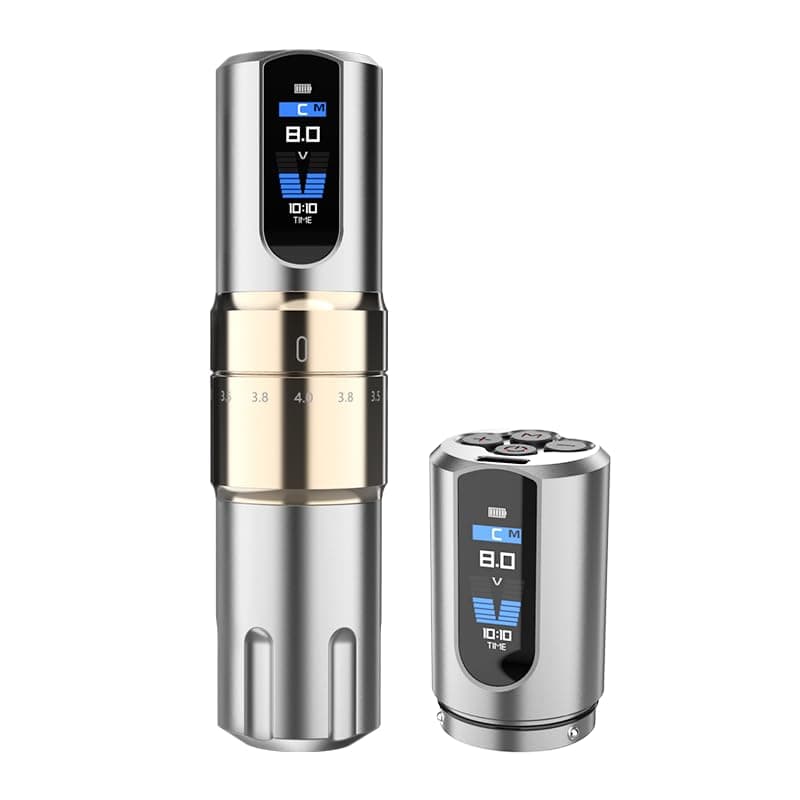 OG Rotary Tattoo Gun with 7 Adjustable Stroke,2000mAh Wireless Tattoo Pen Cordless LED-Display Tattoo Machine Equipment Supply with One Extra Chargable Battery for Professional Artists (Gold, Pro)