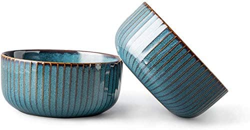 CSYYLarge Cereal Bowls, 1000ml Blue Porcelain Ramen Bowls, Salad Bowls, Bowls for Soup, Dessert, Noodle(2 Pack)