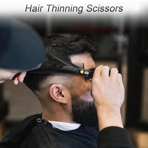 Hair Cutting Scissors Shears Kit, CIICII Professional Hairdressing Scissors Set (Hair Beard Trimming Shaping Grooming Thinning Shears) for Men Women Pets Home Salon Barber Cutting Kit