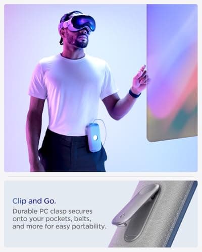 Spigen Battery Case for Apple Vision Pro, Battery Accessory with Belt Clip and Carabiner - Charcoal Grey