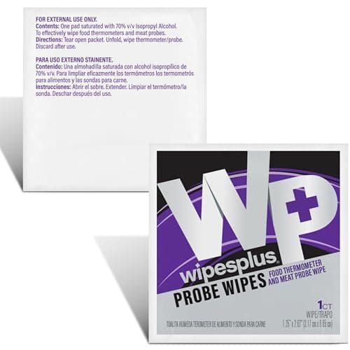 WIPESPLUS Thermometer Sanitizing Wipes - Probe Wipe Sachet - 100 Wipes