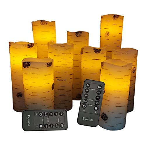 Flameless Candles LED Candles Flickering Battery Operated Flickering Light Pillar Real Smooth Wax with Timer and 10-Key Remote for Wedding(Set of 9)