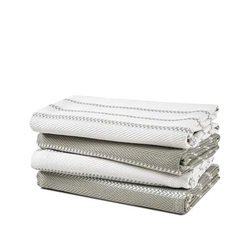 LANE LINEN Kitchen Towels Set - Pack of 4 Cotton Dish Towels for Drying Dishes, 18”x 28”, Absorbent Tea Towels, Quick Drying Kitchen Towel Set - Grey