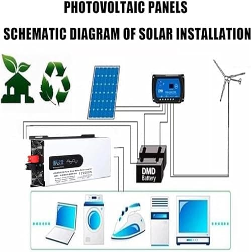 5000W 6000W 8000W 10000W 12000W Pure Sine Wave Inverter Power Inverter DC 12V 24V 48V 60V 72V to 110V 220V AC Converters Voltage Transformer Solar Inverter for RV/Outdoor/Camping(8000W,12Vto110V)