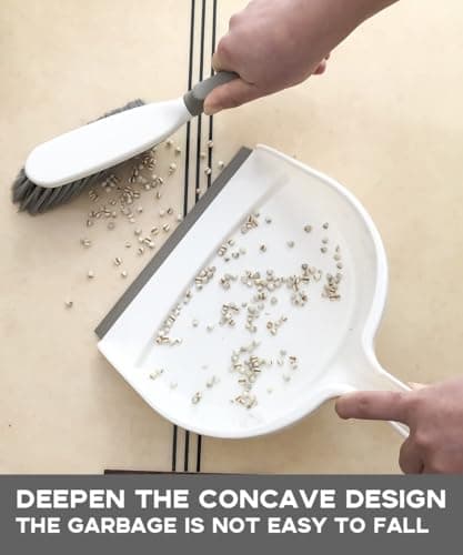 Dust Pan, Dustpan and Brush Set, Small Dust Pan and Brush Set, Hand Broom and Dustpan for Home, Handheld Angled Dust Pans and Brooms are Daily Cleaning Tools, 2 Pack Beige Brown