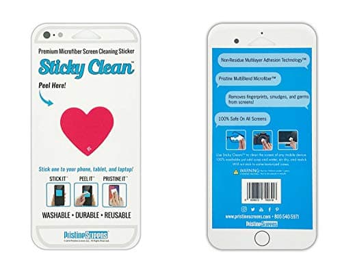 Pristine Screens Microfiber Screen Cleaner Sticker - Pink Heart Shape Design