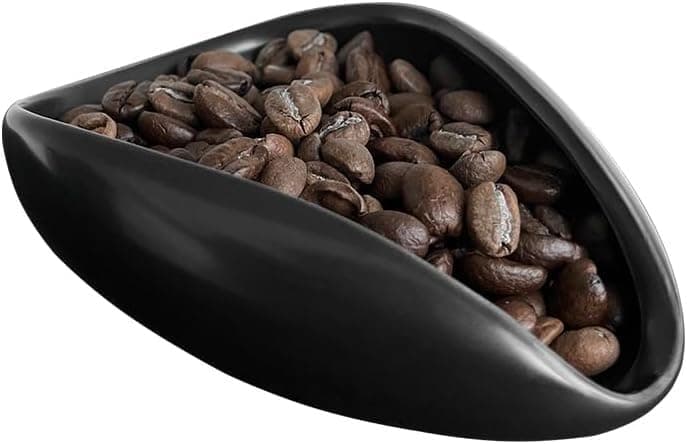 THE WHITE SHOP Coffee Beans Dosing Cup,Weigh Coffee Bean Container,Bright Black Ceramic Tea Vessel,Loose Tea and Flower Petals Tea Set,Well Made Cha He