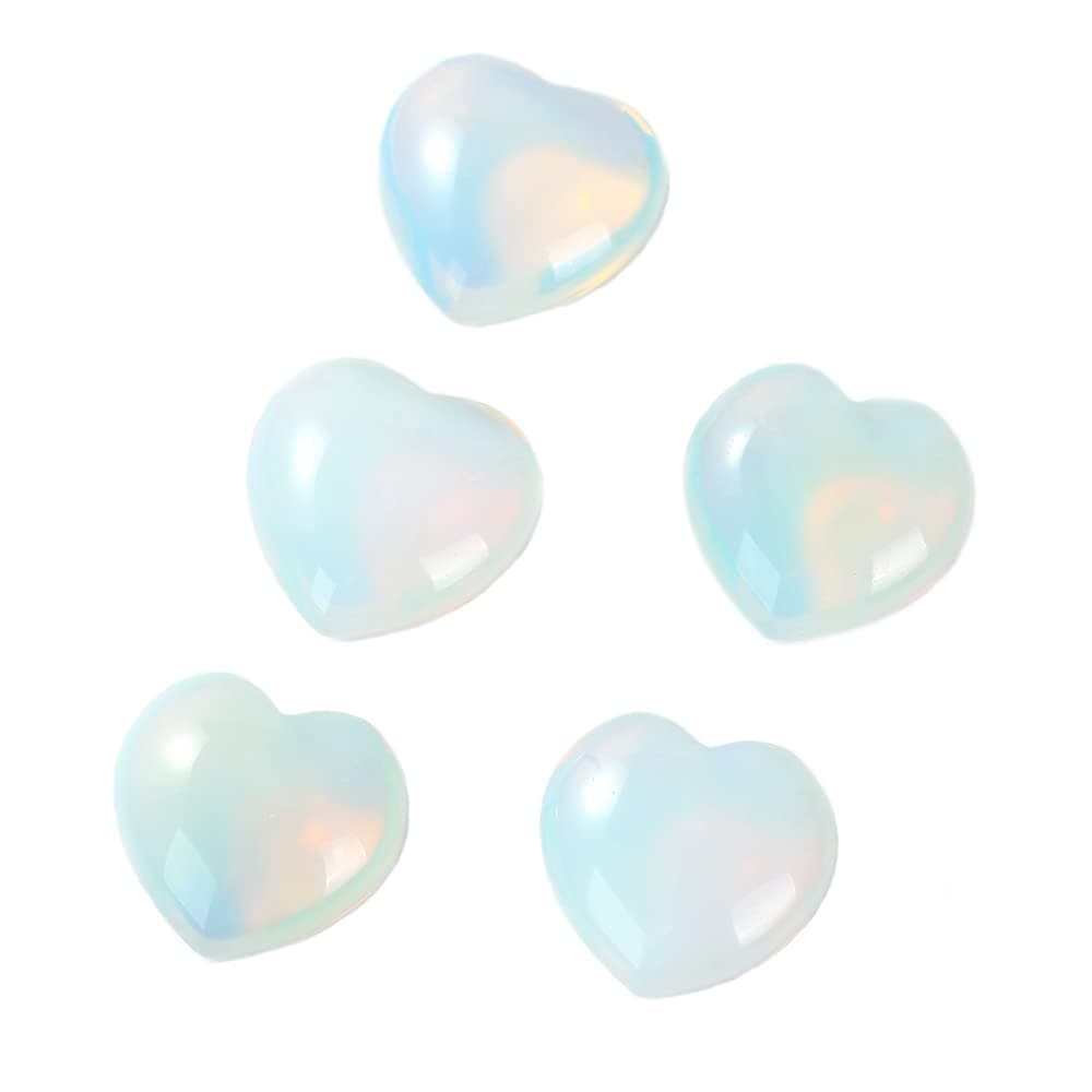 always885PCS Heart Crystal Stones Thick Rose Quartz Opal Palm Tiger's-Eye Healing Crystal Natural Polished Love Shaped Pocket Stones, Reiki Gemstone Energy Balancing Meditation Gift 0.99X0.99X0.47 inch