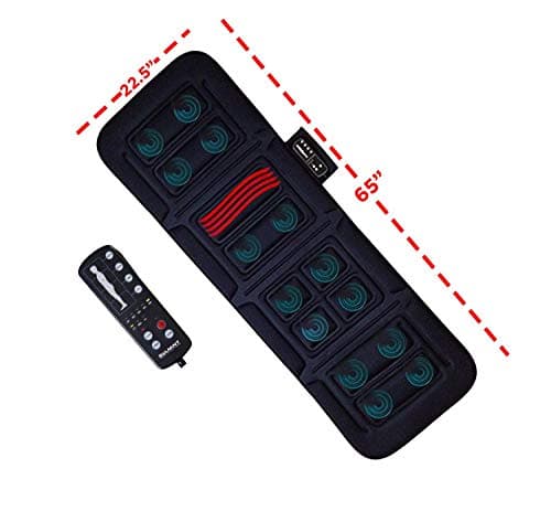 Full Body Massage Mat, 10-Motor Vibrating Heading Mat Mattress Heating Pad for Neck, Back, Hips, Lumbar Area, Legs and Soothing Body Relief (Black) (Renewed)