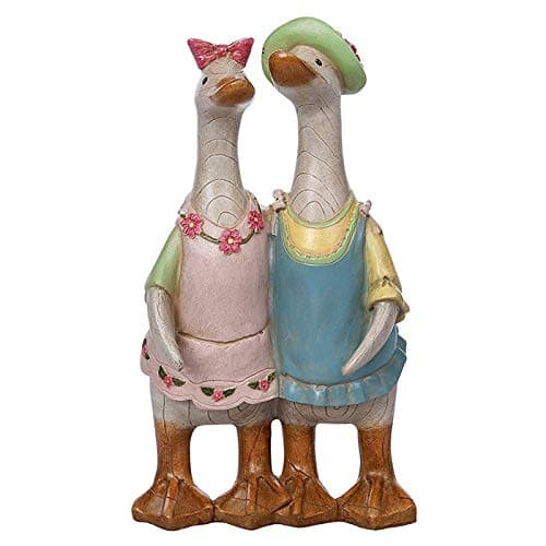Country Duck Couple Wood Effect Duck Ornament