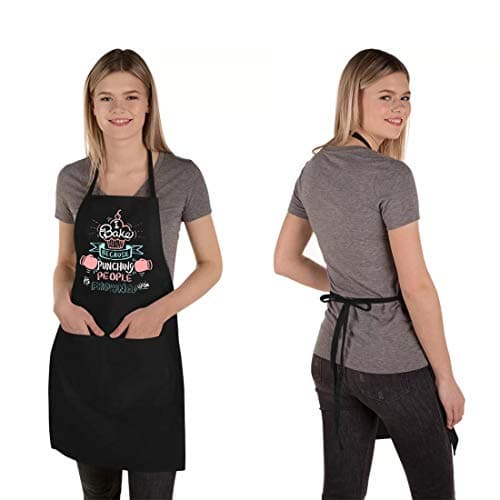 Funny Baking Aprons for Women Men, Cute Baking Gifts for Bakers, Kitchen Cooking Aprons with 2 Pockets, Birthday Housewarming Gifts for Wife Mum Sister Aunt Grandma