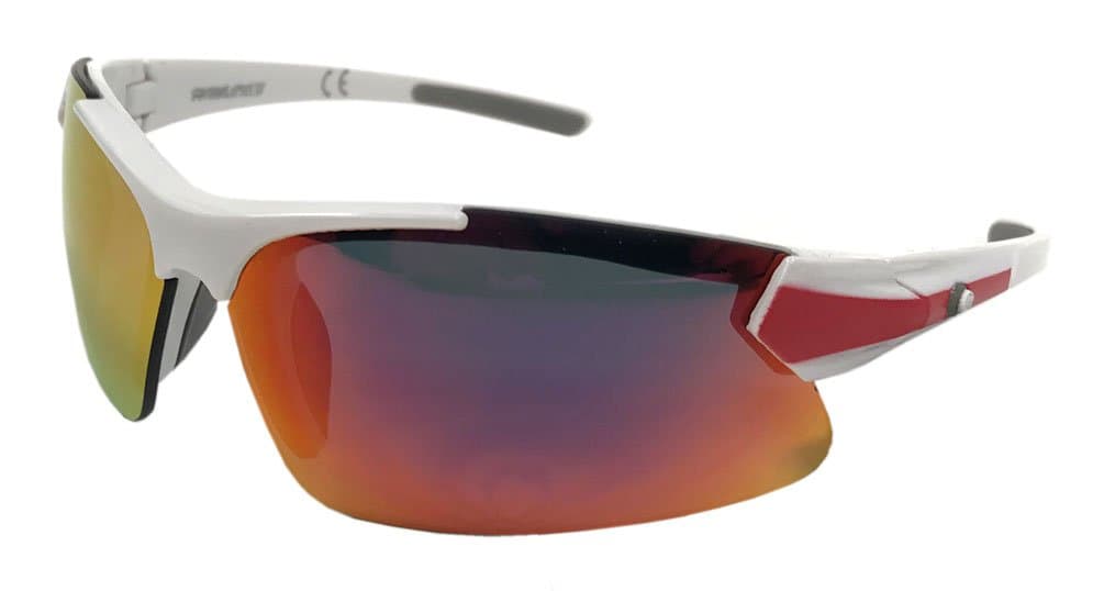 RawlingsKids Sunglasses for Baseball and Youth Softball Sunglasses - 100% UV Lightweight Poly Lens with Stylish Shield Lenses - White/Red
