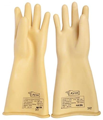 Indiana Jyot 11 Kv Electrical Rubber Hand Gloves (White), Pack of 1