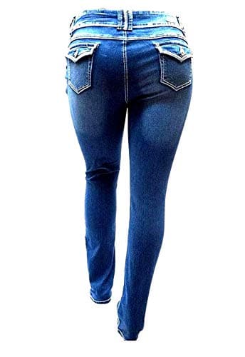 Jack David Womens Plus Size Distressed Ripped Destroy Blue Denim Jeans Skinny Bootcut Pants