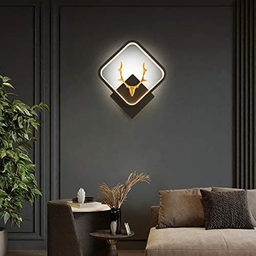 Metal LED Stag Wall Lamp (Stag Square), Black