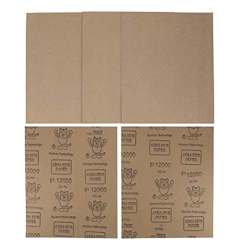9x11 inch 5 Sheets Sandpaper, Wet or Dry 12000 High Grit Extra Fine Sand Paper, Silicon Carbide Waterproof Abrasive Pads for Automotive Sanding, Wood Turing Finishing, Metal Furniture Polishing
