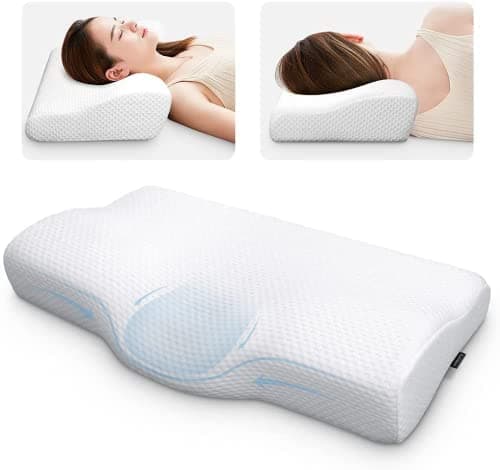 Power Of Nature Memory Foam Contour Pillow, Neck Support Cervical Bed Pillow for Sleeping, Side Sleeper - Relieve Neck Pain with Washable Zippered Soft Cover