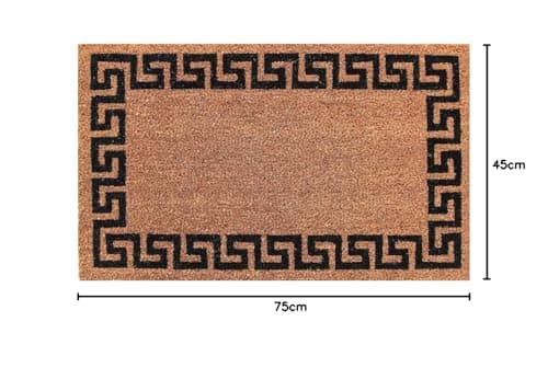Coco & Coir Door Mats Indoor | Natural Coir Doormat | Non Slip Abstract Design Entrance Welcome Mat (Aztec Wall 45cm x 75cm)