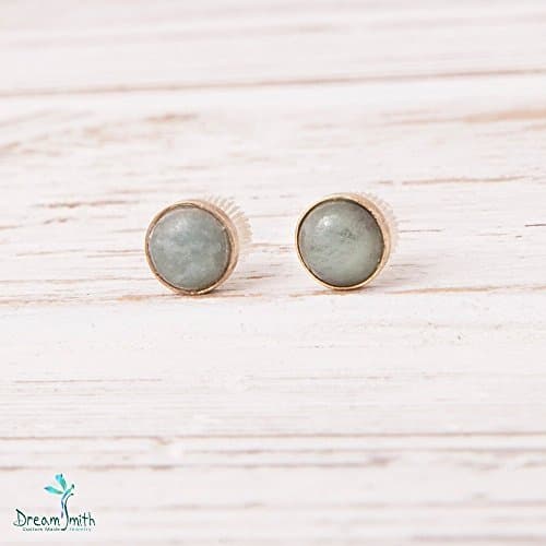 14K Gold Stud Earrings with Aquamarines