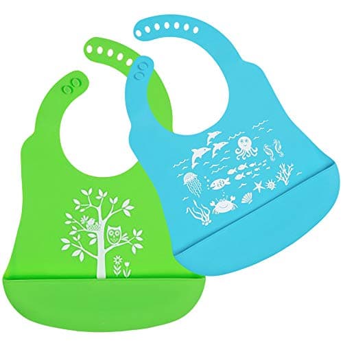 Brinware Silicone Pocket Bib Set of 2 Blue and Green