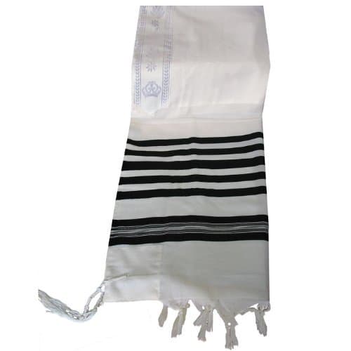Talitnia Israel100% Wool Tallit Prayer Shawl in Black Stripes Size 24" L X 72" W
