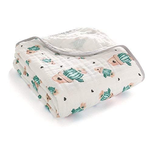 Miracle Baby Muslin Swaddle Blankets Large Cotton Receiving Blanket Nursing Cover 59''x 39'' (2 Layers, Cactus)