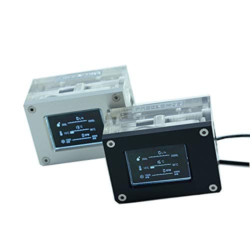 Computer Water Cooling Flow Meter Flow Indicator LED Thermometer Flow Rate All-in-one Kit 12v 3pin Liquid Cooling Tool (Black + RGB Lights)