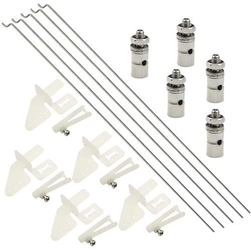 WMYCONGCONG 15 PCS Nylon Control Horns 21x11 mm + Pushrod Connector Linkage Stopper 1.3mm + 1.2 x 210mm Pushrods Parts for RC Airplane Plane