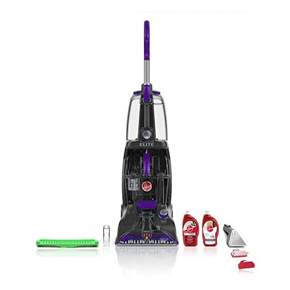 Hoover Power Scrub Elite Upright Multi Floor Carpet and Tile Cleaner Machine with 8 Foot Hose, Squeegee Tool, and Cleaning Solutions