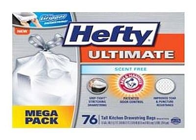 Hefty Kitchen Trash Bag The Gripper 13 Gal. 0.9mil 38 / Box