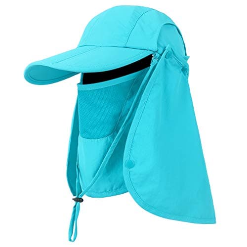 Foldable Sun Cap, Fishing Hats, UPF 50+ Protection Caps with Face Mask Neck Flap