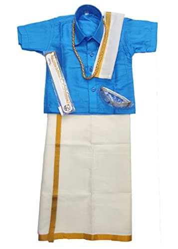 Kanchipuram silk with lining Dhoti And Accessories For Boys Traditional Dress Short Sleeve Shirts
