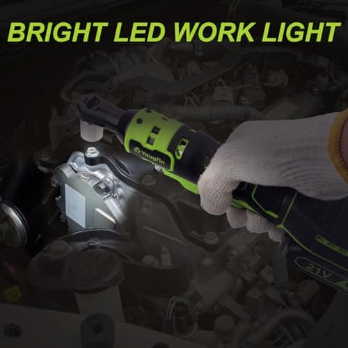 Yougfin Electric Ratchet Wrench 21V, 3/8" Cordless Ratchet Wrench 40 N.M, Battery Powered Ratchet with Battery & Charger (2.0Ah), Power Socket Torque Wrench Ratchet with 7 Sockets