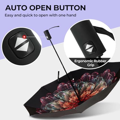 LLanxiry Compact Travel Umbrella,Windproof Waterproof Stick Umbrella Anti-UV Protection Golf Umbrellas