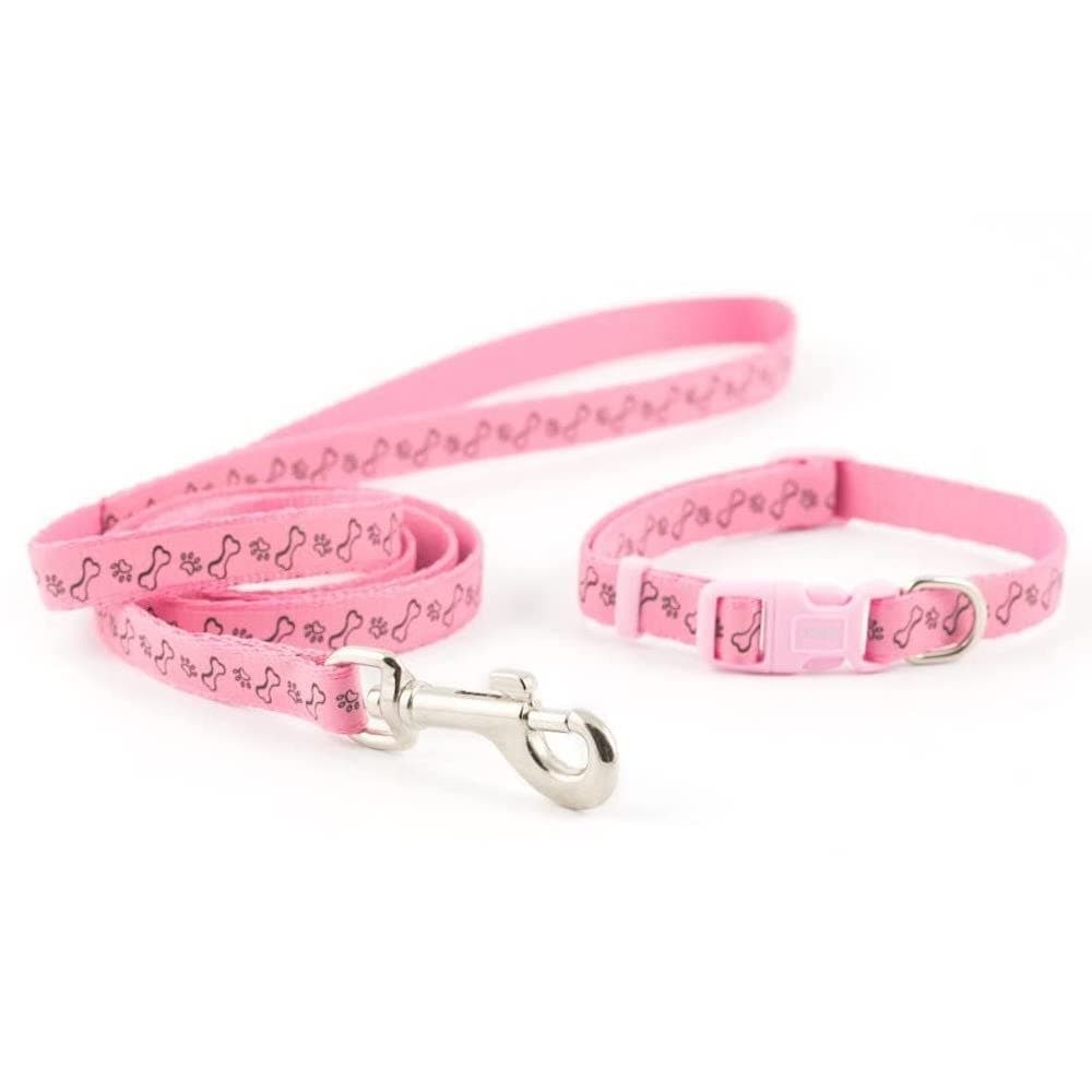 Paw n Bone Collar & Lead Set Pink