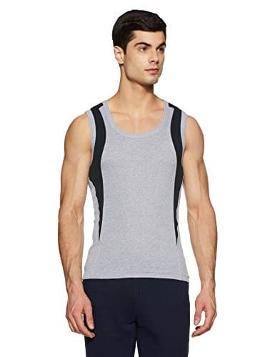 Dixcy Scott-Men-Innerwear-(category)-Vest-(Style ID)-K1-PR44937-(Color)-GREY MELANGE WITH NAVY & BLACK - ROYALE BLUE-Pack of2-(Size)M