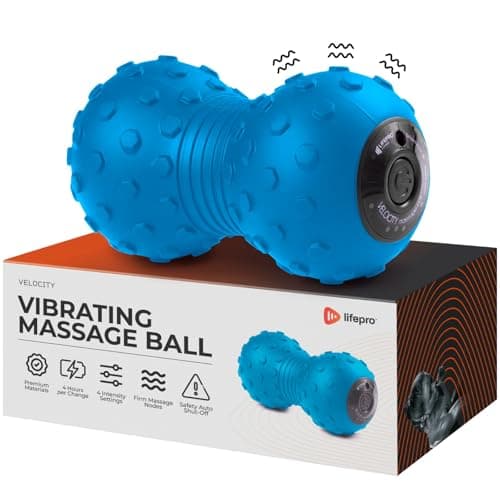 LifePro Vibrating Fascia Duoball, Peanut Fascia Roller, 4 Levels, Rechargeable, Cordless, Blue, Back Massager