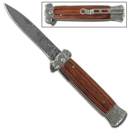 Striker Spring Assisted Knife - Damascus Rosewood