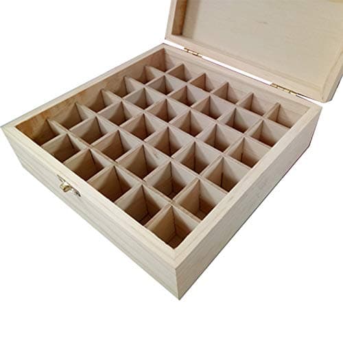 Essential Oils Wooden Storage Box-Oil Bottles Aromatherapy Organizer-Carry Organizer Essential Wooden Storage-Aromatherapy Oil Container-Lock Jewelry Treasure Case-Home Storage and Organiza (36 Hole)
