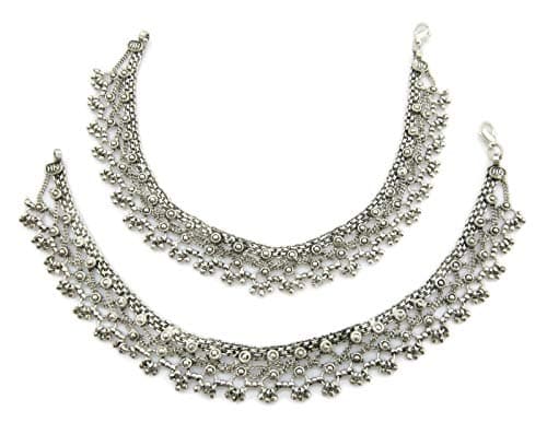 IndiaStop Boho Anklets Barefoot Sandals - Ankle Bracelet Jewelry Pair - Handmade Fine Soldered - Retoro Vintage Ethnic Gypsy Hippie Tribal Bohemian Festival Fashion Womens Novelty Accessories - Gift