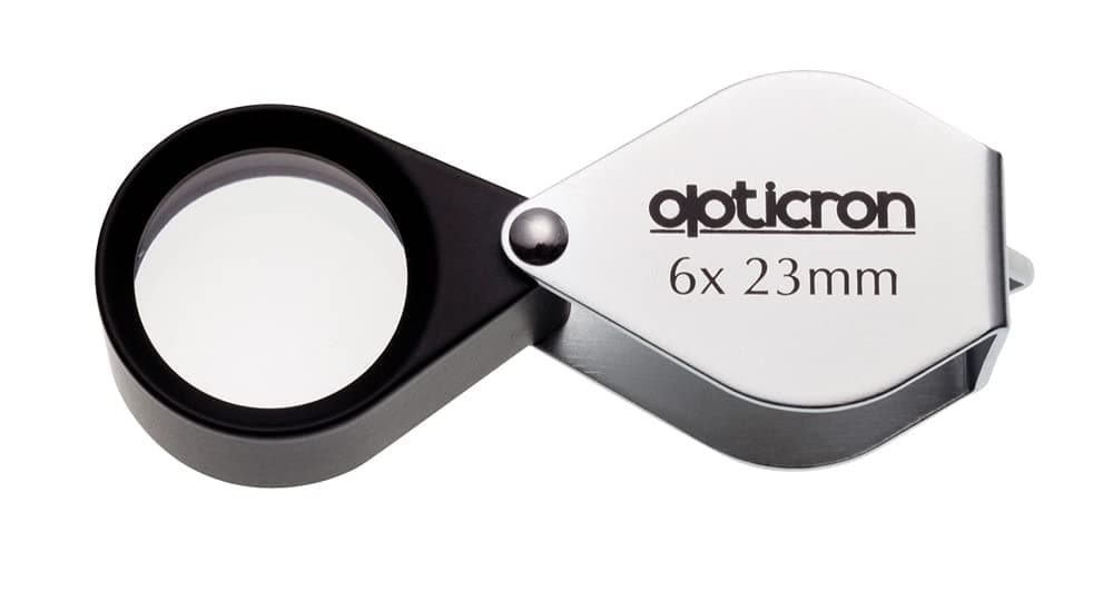 Opticron57102 6x23mm Folding Metal Loupe, Black & Silver