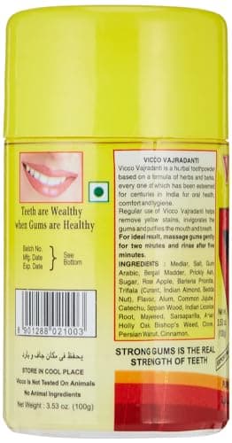 Vicco Vajradanti Ayurvedic Toothpowder Powder -Oral Care, 100g
